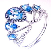 925 Sterling Silver Ring with Blue Topaz Gemstone and sparkling Zircons Sz 7 - £18.51 GBP