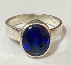 Natural Blue Sapphire Gemstone 925 Sterling Silver Handmade Gift Ring Size 8 - £56.83 GBP