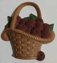 Vintage 80&#39;s Burwood MCM faux wicker raspberry basket wall decor 1985 - £4.57 GBP