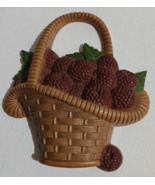 Vintage 80&#39;s Burwood MCM faux wicker raspberry basket wall decor 1985 - £4.57 GBP