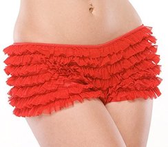 Coquette Women&#39;s Ruffled Rhumba Booty Short, Red, One Size/XL - £19.14 GBP