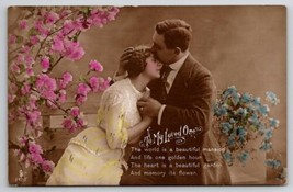 RPPC Gentleman Embracing And Kissing Pretty Woman In Yellow Postcard D31 - £7.06 GBP