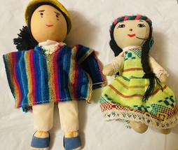 Lot Of 2 Traditional Cloth Ecuadorian Dolls Male And Female With Removab... - £13.93 GBP