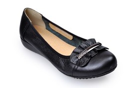 Large Size Fashion shoes Women Flats Round Toe Genuine Leather Women&#39;s shoes Met - £46.81 GBP