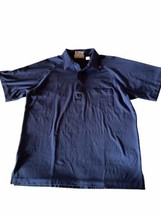 Vintage 1990s Enro Cotton Mist Mens Sz L Short Sleeve Polo Shirt Navy Blue - $14.85