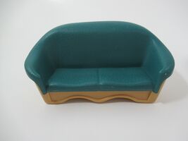 Fisher Price Loving Family Dollhouse Furniture Dark Green Tan Sofa Couch - $6.17