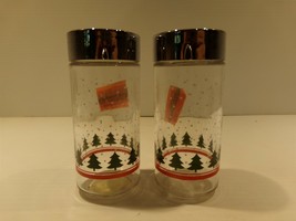 Libbey of Canada Salt &amp; Pepper Shakers NOS Christmas Trees - £14.32 GBP