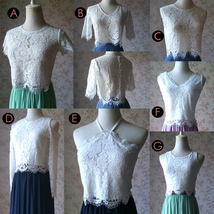 White Sleeveless Lace Tank Tops Summer Wedding Bridesmaid Lace Crop Top image 4