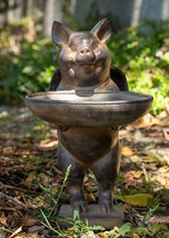 Rustic Country Angel Wings Pig Holding Trough Bird Feeder Or Bath Sculpture - $38.99