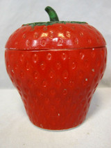  Hazel Atlas 1930&#39;s Strawberry Jam Jelly Jar Red Paint on Milk Glass - £20.09 GBP