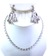 Vintage Deco Open Back Crystal Necklace &amp; Earrings - $61.70