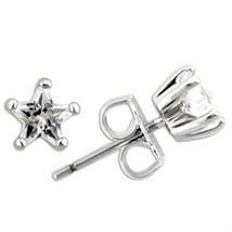 0W157 - Rhodium 925 Sterling Silver Earrings with AAA Grade CZ  in Clear - $408.66 MXN