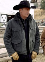 Kevin Costner Yellowstone Black Season 5 Black Cotton Jacket - £73.74 GBP