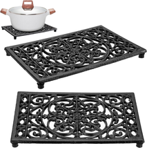 Sumnacon 2Pcs Rectangle Cast Iron Trivet - Heat Resistant Iron Trivet for Hot Di - £32.30 GBP