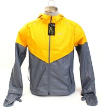 Nike Shieldrunner Gold &amp; Gray Zip Front Hooded Running Jacket Men&#39;s NWT - £112.29 GBP