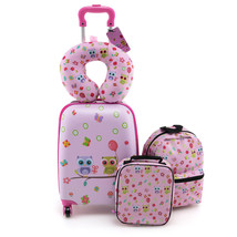 5 PCS Kids Luggage Set w/ Backpack Neck Pillow Luggage Tag Lunch Bag Wheels - £84.91 GBP