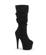 PLEASER ADORE-1061 Women&#39;s 7&quot; Heel  Slouchy Mid Calf  Black Faux Suede B... - €55,09 EUR