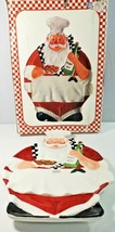 Santa Chef Platter Handpainted Vintage Ceramic Christmas Holidays - $23.36