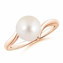 ANGARA Solitaire Freshwater Pearl Bypass Ring for Women, Girls in 14K Solid Gold - £402.97 GBP