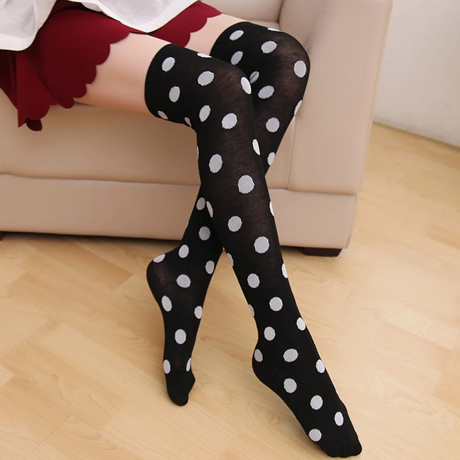 Sporting Stockings Socks Women Cotton Over Knee Hight Stars Circle Pattern Ay Sl - £23.90 GBP