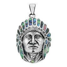 Native American Style Abalone Shell .925 Silver Pendant - £31.37 GBP
