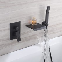 Waterfall Bathtub Faucet Set With Sprayer, Wall Mount Tub Spout With Handheld - £145.47 GBP