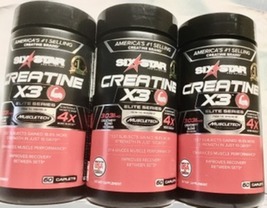 SIX STAR ELITE CREATIVE X3 MUSCLE BUILDER LOT OF 3, 180 PILLS SEALED - £21.13 GBP