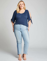 Lane Bryant High-Rise Straight Crop Jean - Two-Tone Size 18 Medium Denim NEW - £41.99 GBP