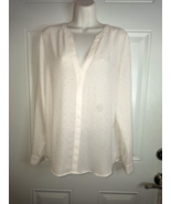 INC International Concepts Long Sleeve White Studded Button-Down Blouse ... - $13.29