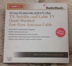 Radio Shack 50 Feet RG-6/QS 75 Ohm Low-Loss Antenna Cable White 15-1558  - $16.50
