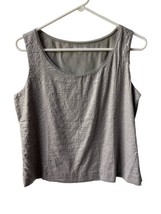 Coldwater Creek Tank Top Size Medium Gray Sequined Front Lined Stretch P... - £7.52 GBP