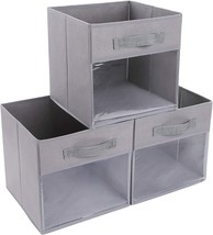 Dimj Cube Storage Bins, 3 Packs Clear Window Fabric Storage Bin Organizer For - £24.77 GBP