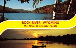 ROCK RIVER WYOMING THE TOWN OF FRIENDLY PEOPLE~WATER VIEWS POSTCARD c1960s - £7.18 GBP