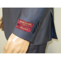 Men Suit BERLUSCONI Turkey 100% Italian Wool Super 180's 3pc Vested #Ber11 Blue image 5