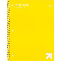 Up&amp;up™ Wide Ruled 1 Subject Spiral Notebook Yellow 7.5x10.5 70 Pages - $11.42