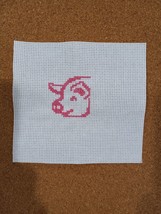 Completed Pig Pink Finished Cross Stitch - $3.99