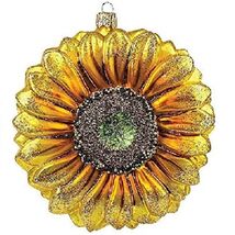 Sunflower Polish Glass Christmas Ornament Made in Poland Decoration - $45.52