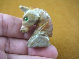 Y-HOR-HE-3) tan red CHESS HORSE HEAD carving gemstone SOAPSTONE PERU lov... - $8.59