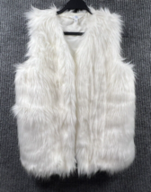 Time and Tru Vest Womens Medium (8-10) Winter White Faux Fur Sleeveless ... - £16.91 GBP