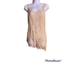 IDEOLOGY ETC. Size Small Boho Crochet Tunic Top Lined Rosettes Cream Ivory - £11.05 GBP
