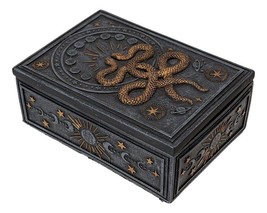Wicca Occult Phases Of The Moon Celestial Astrology 2 Serpent Snakes Trinket Box - £18.86 GBP