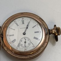 Antique 1901 Waltham Pocket Watch Seaside 15j Model 1890 Hunter Dueber Case GF - £98.88 GBP