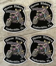 Set Of 4 Unused Moose Riders Zephyrhills Florida Motorcycle Patches - $9.99