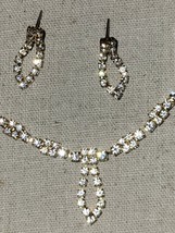After Thoughts Rhinestone Collar Gold Tone Necklace Earrings Set Vintage... - $19.30