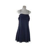 Vintage Late Edition Cocktail Dress Sz 10 Chiffon Knee Length Ruched Nav... - £21.82 GBP