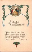 c1910 vintage Christmastide manger holly nostalgic Postcard a5 - £17.76 GBP