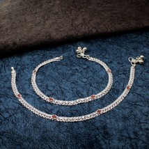 Indian Real Sterling Silver Anklets Ankle foot Bracelet Pair 10&quot; - £47.96 GBP