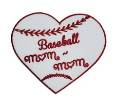 Baseball Mom Mom Baseball Heart Embroidered Applique Iron/Sew On Patch Sports Pl - £4.23 GBP