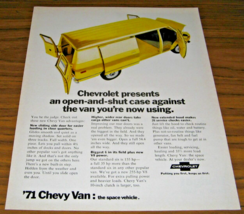 1971 Print Ad Chevrolet Van with Sliding Doors Yellow Chevy - £12.89 GBP