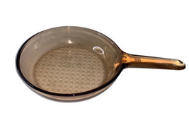 Visions Corning Ware Waffle Bottom Frying Pan Skillet Amber Glass 7&quot; France - £15.49 GBP